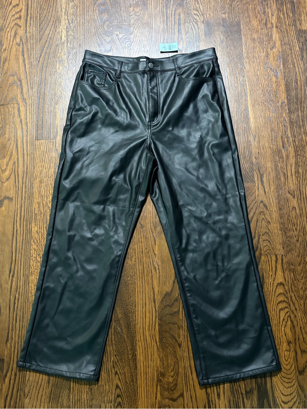 NWT Loft Petite Faux Leather Straight leg Pants Size: 12